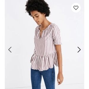 NWOT Madewell Stanza Ruffle Hem Top in Stripe
